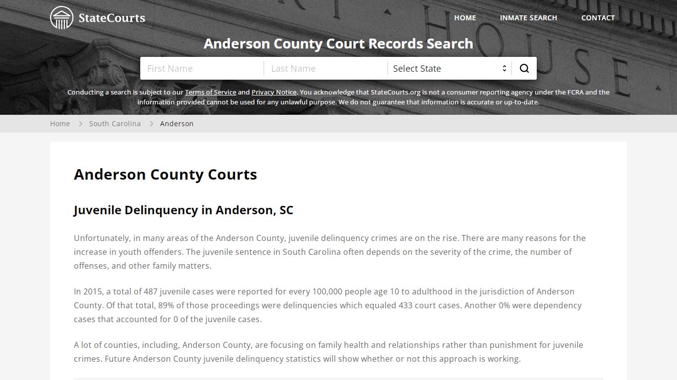 Anderson County, SC Courts - Records & Cases - StateCourts